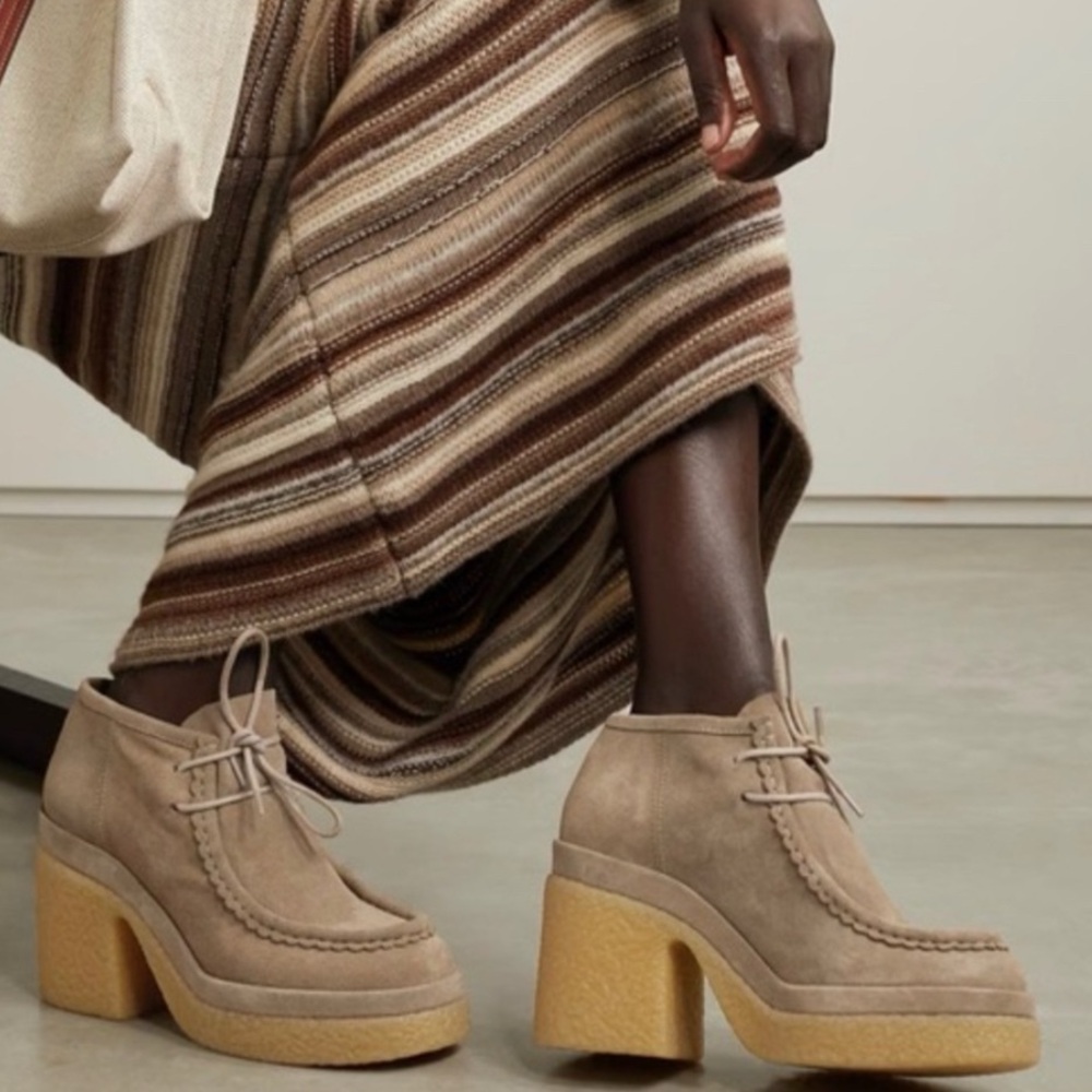 Chloé Jamie Suede Platform Lace-Up Booties